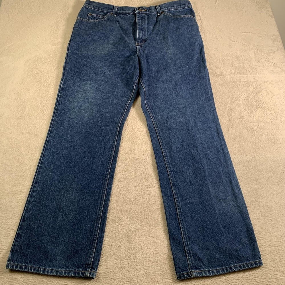 VTG Lee Jeans Mens 40x32 Blue Denim Relaxed Fit Straight Leg Medium Wash Classic